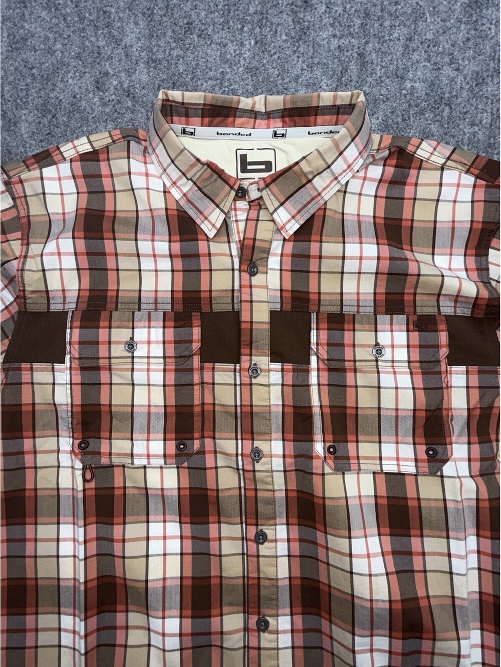 Banded Adventure Shirt 2XL Brown Plaid Hunting Fishing Outdoor Button Up LS Duck